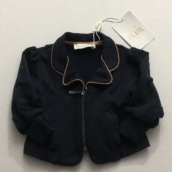 NWT Alviero Martini Baby Girl Zip Up Jacket Size 6 Months Navy Geo Map Trim - Picture 1 of 10